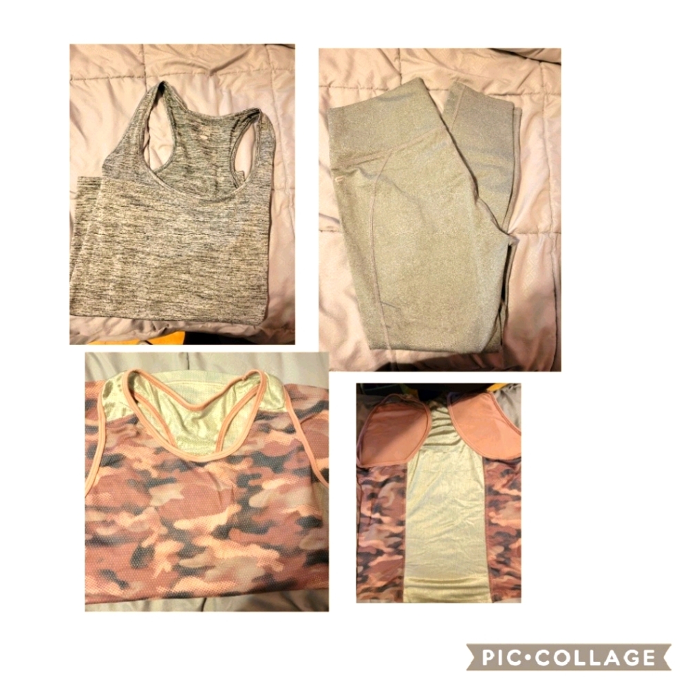 2 racer back tops and fabletics leggings